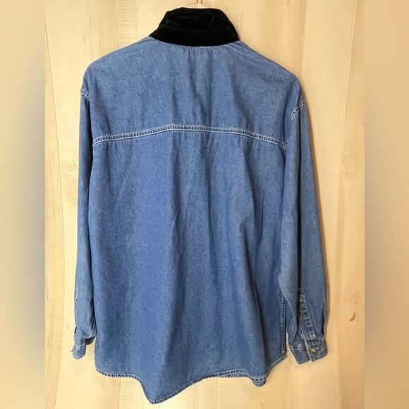 Basic Editions Holiday Shirt Size Large Denim Chambray Christmas W… - Picture 6 of 9